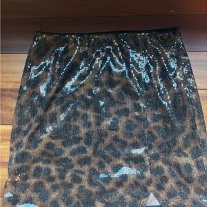 Sanctuary Brown Leopard Sequin Pencil Skirt